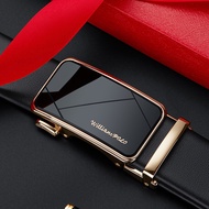 WilliamPOLO Original Mens Leather Belt Metal Buckle Waist Belt Casual Business Belts with Adjustable