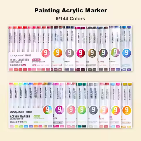 Languo Acrylic Marker Pen Soft Head Art Markers Painting Pen for Rock Painting Mug Glass Ceramic DIY