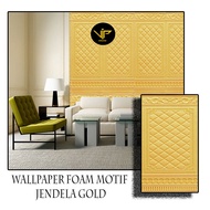 Vip WallPaper 3D Foam Sticker Batik Motif Door Window Gold WallPaper Sticker Foam