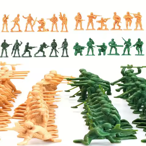 30pcs Plastic Army Men Action Figures 12 Different Poses Soldier Model Set 1.97 Inches Red Green Yel