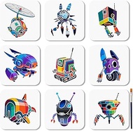 MAYJOYDIY 9 Pieces Robot Stencil Reusable Mechanical Stencil for Painting 15 x 15 cm Electronic Draw