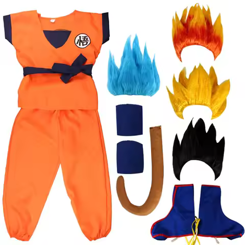 Holiday Suits Son Goku Carnival anime Cosplay Costumes Top/Pant/Belt/Tail/wrister/Wig For Adult