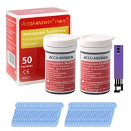 50 Test Hemoglobin Test Strips for ACCU-Answer 4-in-1 Test Meter, 50 Lancets Total Included. No Code