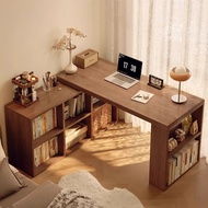 Premium Solid Wood Corner Desk with Bookshelf and Bookcase Integrated Table Bedroom Dressing Table l