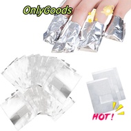 ONLYGOODS1 50/100Pcs Aluminium Foil Tools Silver With Acetone Contains Cotton Nail Polish Removal