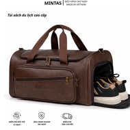 MINTAS Travel Bag High Quality Waterproof Leather, Separate Shoe Compartment, Suitcase Strap, Size 4