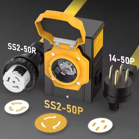 NEMA 14-50P/SS2-50R Twist Lock,50 Amp Generator Cord 50FT and 50 Amp Generator Inlet Box