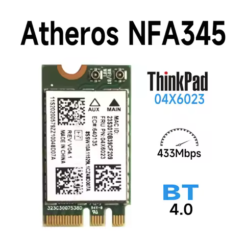 Atheros NFA345 1x1AC + BT4.0 PCIE M.2 WLAN Kart for Lenovo G70-70 G70-80 B50-80 For 04X6023 20200579