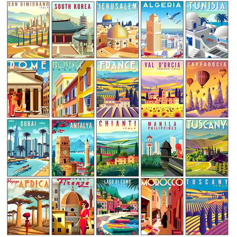 5D Landscape Diamond Painting Cities Around The World Full Water Diamond Mosaic Embroidery Cross Sti