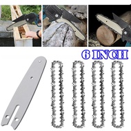 {GOOD} 1/2/4pc 6Inch Chainsaw Chain with Guide for Wood Cutting Replacement Chainsaw Spares High-quality