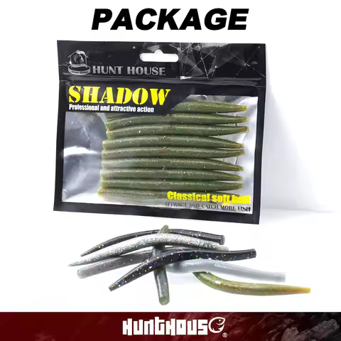 Hunthouse Senko Worm Soft Fishing Lure 105mm 5g 10PCS Silicone Bait PVC Saltwater Pike Bass Trout Ar