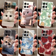 Jelly Casing For Motorola Moto G75 5G Clear Silicone Soft TPU Back Cover Cute Cat Rabbit Heart Prote