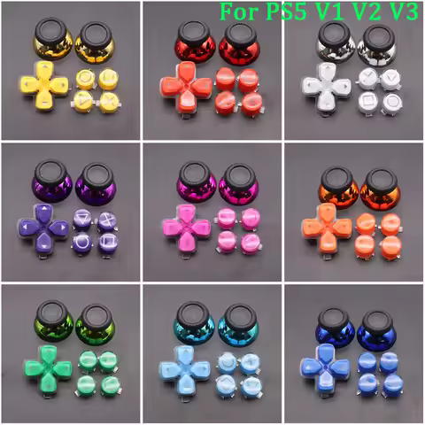 For PS5 V1 V2 V3 Plastic Plating Colors thumb stick grip Cap Button D-Pad A B X Y Cross Crystal Butt
