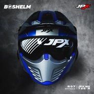 BOSHELM Helm Cross -726R 07 Robot BLUE GLOSSY Helm Full Face SNI