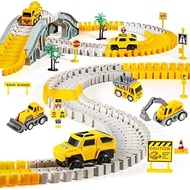 260 Pieces Children's Toys Building Track, 2 Cars Racing, 4 Cars Building Cars, 1 Map &   Suitable f