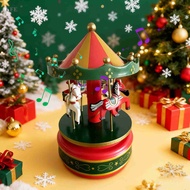 Christmas Carousel Music Box Christmas Mini Carousel Music Box Christmas Rotating Desktop Music Box 
