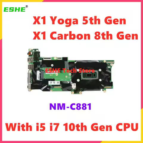 NM-C881 For Lenovo ThinkPad X1 Carbon 8th Gen Motherboard X1 Yoga 5th Gen Laptop Motherboard With i5