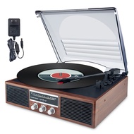Bluetooth Record Player Turntable,3-Speed Turntable Vinyl Record Player FM Radio with 2 Built-in Ste