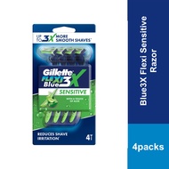 Gillette Blue3X Flexi Sensitive Disposable Razor, 4 pack