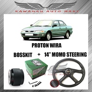 PROTON WIRA 14'' MOMO STEERING WHEEL 4 SPOKE WITH BOSSKIT SET