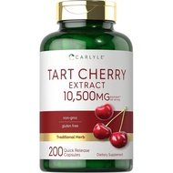 Carlyle Tart Cherry Capsules | 10,500mg | 200 Pills | Max Potency |, Gluten Free | Tart Cherry Juice