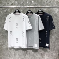 F8IK thombrowne Short-Sleeved T-Shirt Matchman Round Neck Pure Cotton Loose Sports Casual T-Shirt Tr