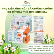 Set of 2 Straws and Anti-Rust Gaskets to Replace Richell Drinking Cups/Straw Bottles 200ML, 320ML, 4