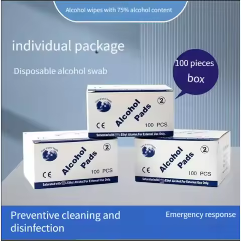 Disposable 75% alcohol swab for wound disinfection, essential first aid box supplies for home disast