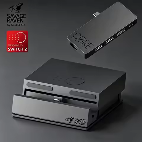 Savage Raven by Skull & Co. Jumpgate Dock 4k USB C Hub Portable Stand for Nintendo Switch OLED & swi