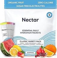 Nectar Hydration Packets - Electrolytes Powder Packets - Sugar Free & 0 Calorie - Organic Fruit Liqu