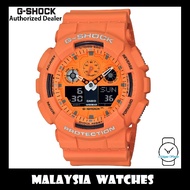 (OFFICIAL WARRANTY) Casio G-Shock GA-100RS-4A Special Color Model Analog Digital Orange Watch GA100R