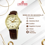 J.Bovier Leather Day & Date Classic Quartz Women Watch | Casual Watch | Fashion Watch B15-QS182LYGL_