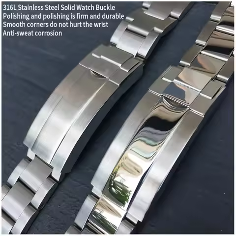 316L Stainless Steel Watchband 21mm 20mm Fit for Rolex Submariner Daytona Date Just Sliding Lock Sil