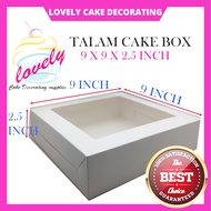 TALAM Cake Box Window BOX 9 X9 X2.5 INCH( White ) Folding Box with Window, Kuih Lapis Box /HOME LIVI