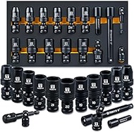 TEOOTD 16-Piece 1/2" Drive Swivel Impact Socket Set, Metric (10-22mm), Chrome Molybdenum Steel, Incl