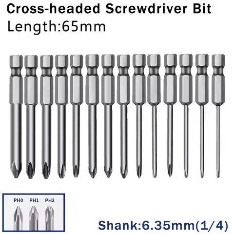 10Pcs 65mm Magnetic Slotted Screwdriver Bit S2 Steel 1/4 Hex Shank 65mm Made Of High-strength S2 All