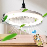 Ceiling Fan with Lights Socket Fan Light with Remote Control E27 Bladeless Ceiling Fans Dimmable LED Lights 3 Gear Wind Speeds for Living Room
