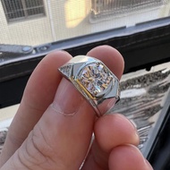New Men Domineering Ring 2 Carat Diamond Ring Unique Atmosphere Business White Gold Opening Imitatio