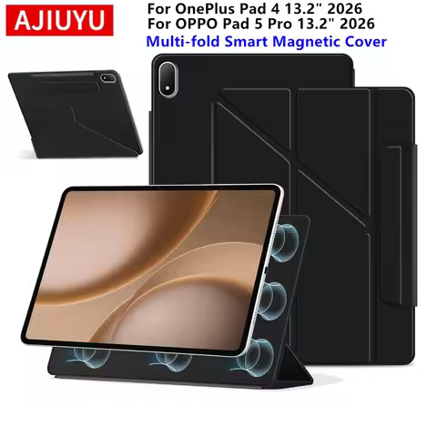 AJIUYU Magnetic Case For OnePlus Pad 4 13.2 inch 2026 Smart Book Cover for OPPO Pad5 Pad 5 Pro 13.2"