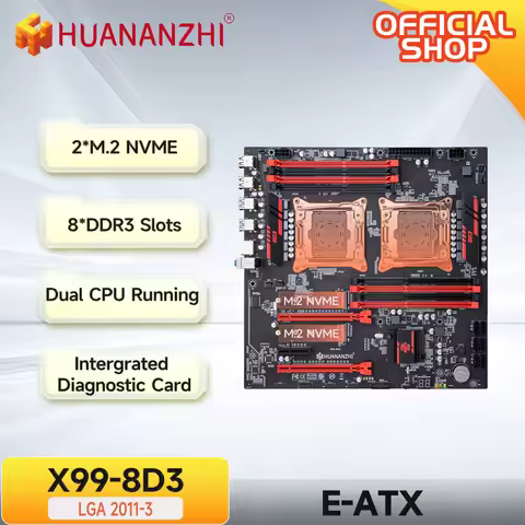 HUANANZHI X99 8D3 LGA 2011-3 Xeon Motherboard Dual CPU Support LGA 2673/2666/2678/2696 E5 V3V4 DDR3