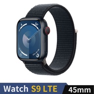 Apple Watch S9 LTE 45mm 午夜鋁錶殼配午夜色運動型錶環