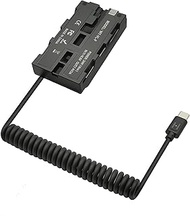 USB C Type C PD to NP F550 Dummy Battery Fully Decoded Coiled Power Cable Compatible with Sony NP F5