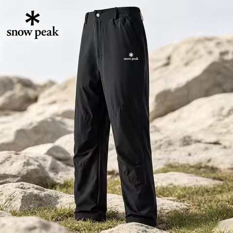 snow peak Men Lightweight Outdoor Sports Pants Loose Quick Dry Trousers Elastic Waist Commuter Casua