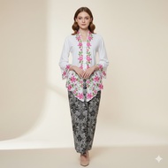 KATUN Elisa White Bw 5 Color Embroidered Cotton Kebaya Sizes S, M, L, XL, 2L, 3L, 4L, 5L 715 Bw