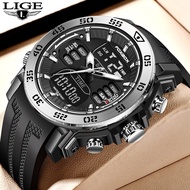 [Aishang watch industry]LIGE ผู้ชายนาฬิกาดิจิตอลทหารกีฬาว่ายน้ำนาฬิกาขนาดใหญ่แฟชั่น50เมตรกันน้ำอิเล็กทรอนิกส์นาฬิกาข้อมือบุรุษ Relogios Masculino