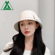 FORBETTER Bow Topper Hat, Solid Color French Style Women Fisherman Hat, Vintage Keep Warm Hepburn Fl