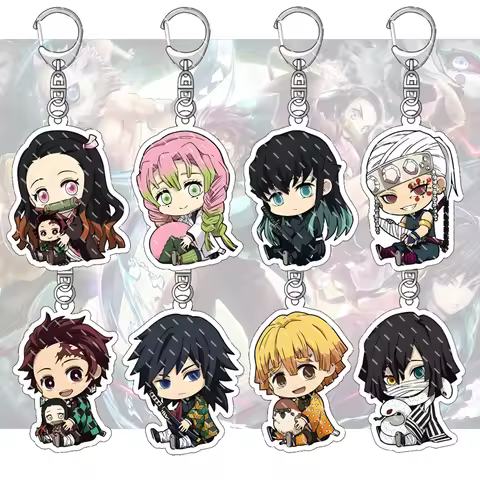 Anime Keychain Demon Slayer Peripheral Goods Key Chain Accessories Cute Bag Pendant Key Ring for Fan