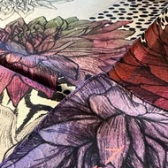 50cm 方巾_絲巾_Dahlia 花朵圖案_紅色_絲巾 ChristalART