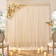 ‼️5FT×10FT Chiffon Backdrop Rod Curtain for Wedding Party Halloween Decor Slight Glimmer Sheer Baby