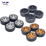 Simhoa 4Pcs Rubber Tyre Set Wheel Rim and Tires for Wltoys K989 Mini-d Crawler